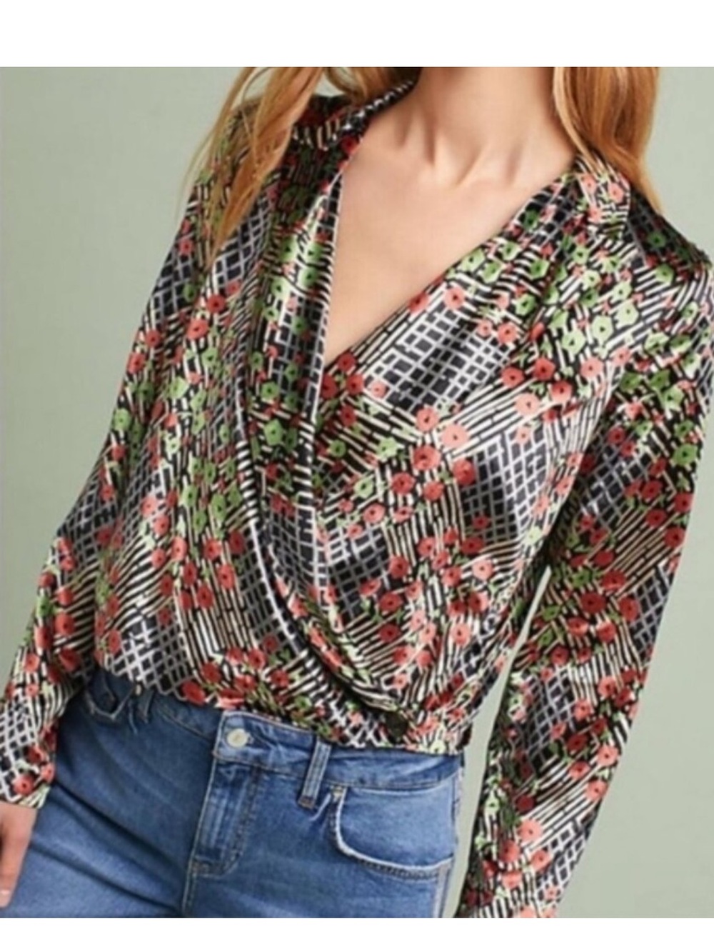 Anthropologie Ettitwa Velvet Wrap Blazer Top Size 0